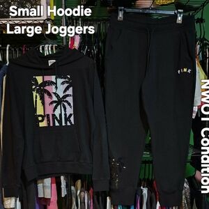 PINK Victoria's Secret Black Hoodie and Joggers Set